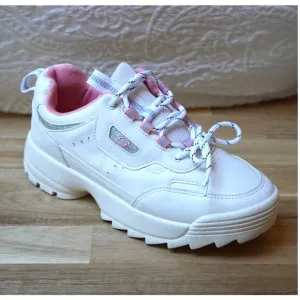 Women Cute Platform Pink White Feminine Sneaker Size US 8