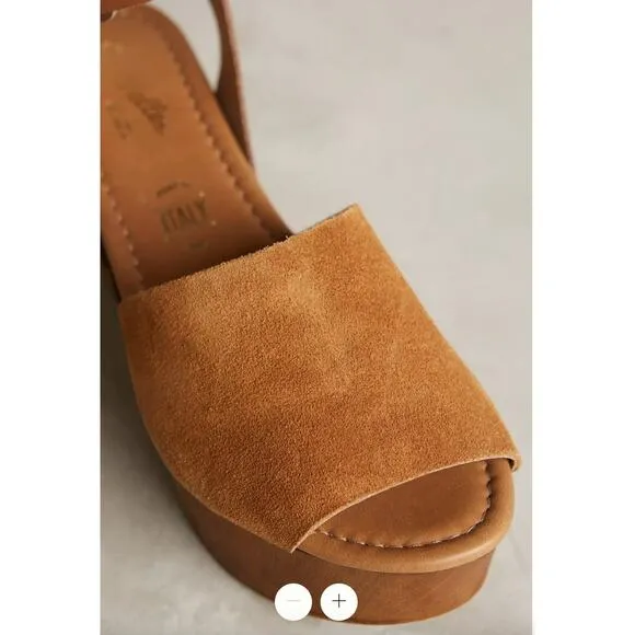 Women's 8.5 Seychelles Forward Wedge Suede Platform Sandals Cognac Brown