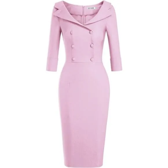 Women's Classic Vintage Sweetheart Tea Dress Baby Pink