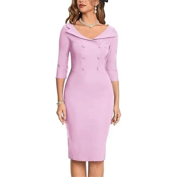 Women's Classic Vintage Sweetheart Tea Dress Baby Pink