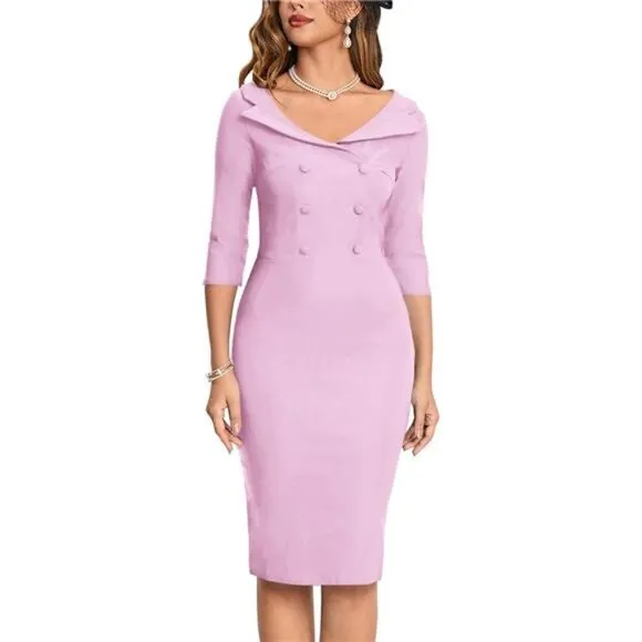Women's Classic Vintage Sweetheart Tea Dress Baby Pink