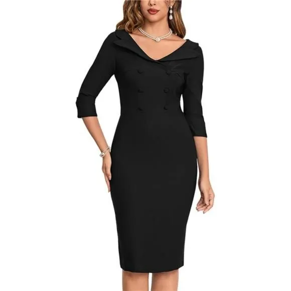 Women's Classic Vintage Sweetheart Tea Dress Black