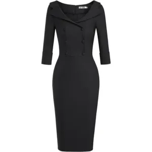 Women's Classic Vintage Sweetheart Tea Dress Black