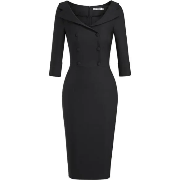 Women's Classic Vintage Sweetheart Tea Dress Black