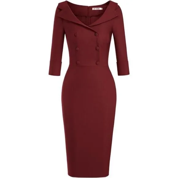 Women's Classic Vintage Sweetheart Tea Dress Merlot