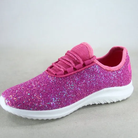 Women's Fashion Glitter Sparkly Lightweight Metallic Tennis Sneaker Shoes