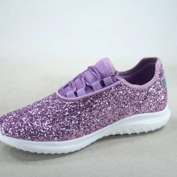 Women's Fashion Glitter Sparkly Lightweight Metallic Tennis Sneaker Shoes