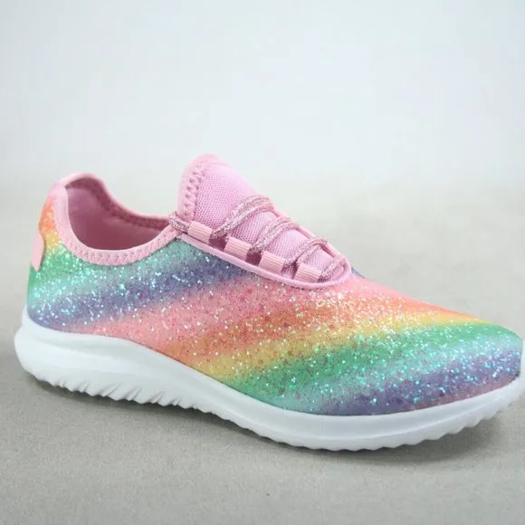 Women's Fashion Glitter Sparkly Lightweight Metallic Tennis Sneaker Shoes