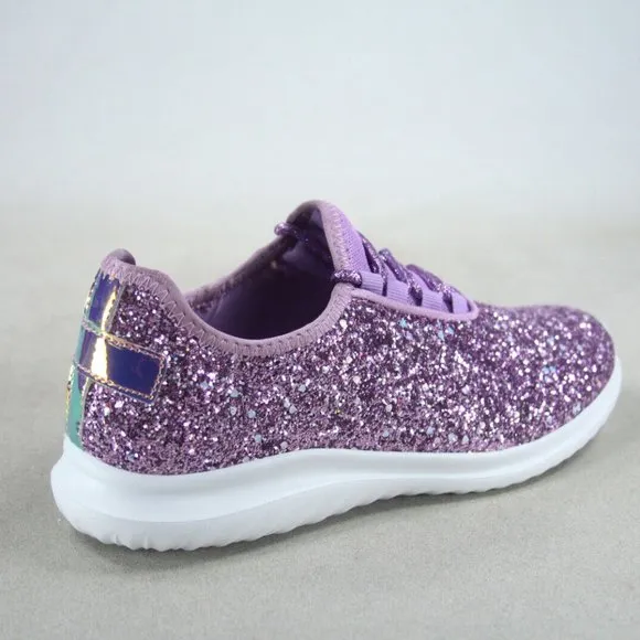 Women's Fashion Glitter Sparkly Lightweight Metallic Tennis Sneaker Shoes