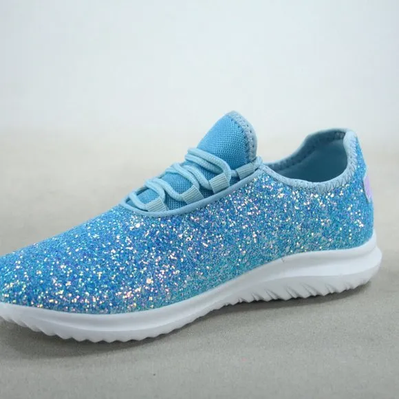 Women's Fashion Glitter Sparkly Lightweight Metallic Tennis Sneaker Shoes