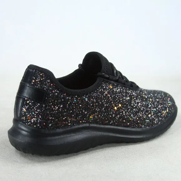 Women's Fashion Glitter Sparkly Lightweight Metallic Tennis Sneaker Shoes