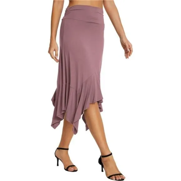 Women's Flowy Stretchy Skirt Handkerchief Hemline Midi Skirt