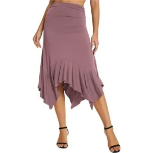 Women's Flowy Stretchy Skirt Handkerchief Hemline Midi Skirt