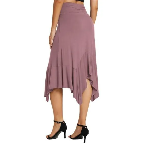Women's Flowy Stretchy Skirt Handkerchief Hemline Midi Skirt