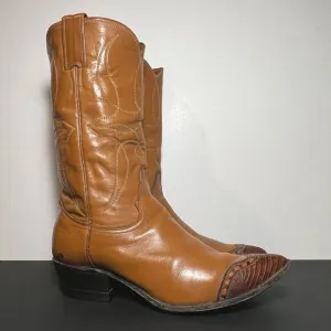 Womens JUSTIN Fort Worth White Tag Pointed Toe Western Cowgirl Boots / Size 5 C