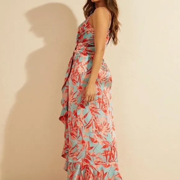 Womens Maxi | Marciano Jhoana Silk Dress Modern Foliage Green