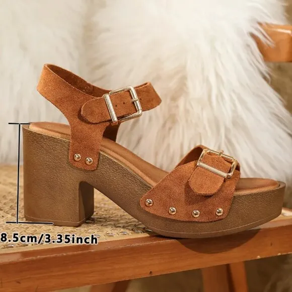 Women's Sandals Summer Platform High Heels Buckle Straps Pumps Party Shoes