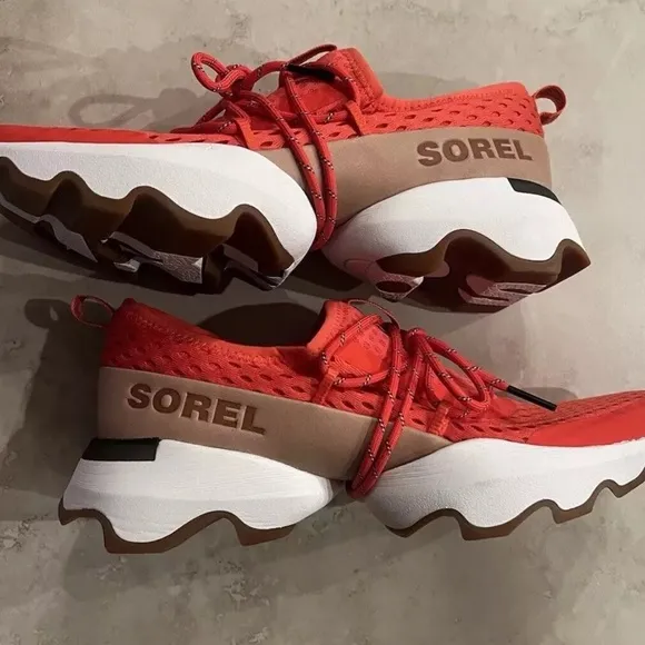 Women's Shoes Sorel KINETIC IMPACT LACE Sneakers SIGNAL RED / ROUGE SIGNAL NIB