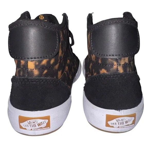 Womens Size 5 Vans Lizzie Tortoise Skate Sneakers Black Tan Canvas Shoes Mid Top
