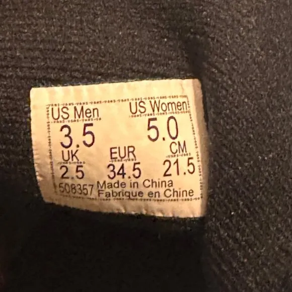 Womens Size 5 Vans Lizzie Tortoise Skate Sneakers Black Tan Canvas Shoes Mid Top