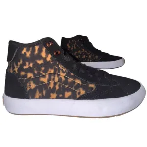 Womens Size 5 Vans Lizzie Tortoise Skate Sneakers Black Tan Canvas Shoes Mid Top