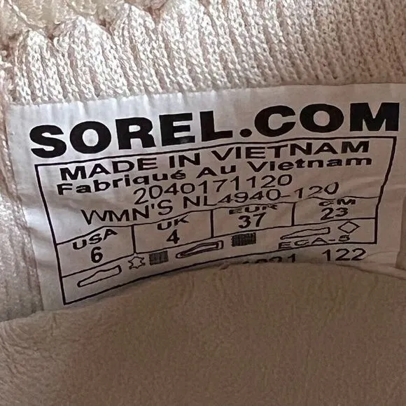 Womens SOREL Kinetic Impact Ivory White Sneakers / Size 6