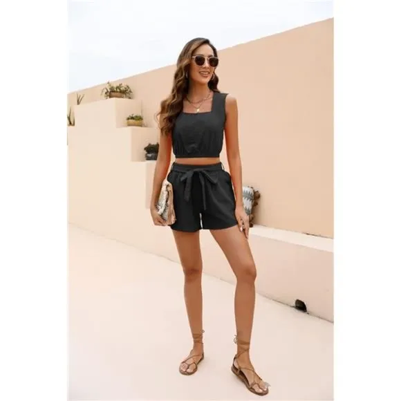Womens Summer 2 Piece Outfits Black