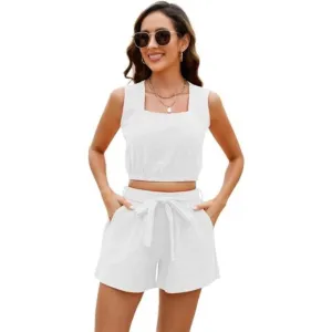 Womens Summer 2 Piece Outfits White
