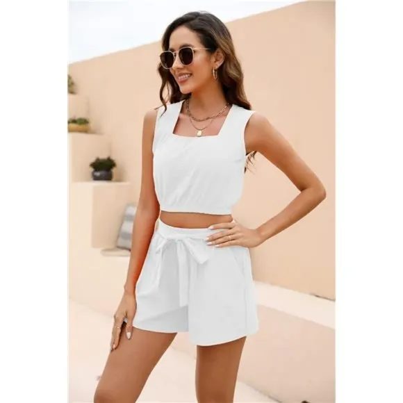 Womens Summer 2 Piece Outfits White