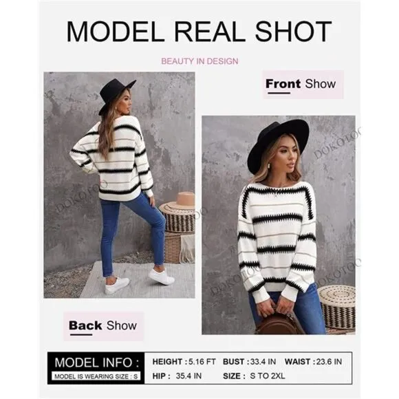 Women's Sweaters Long Sleeve Crewneck Pullover Knit Jumper Tops