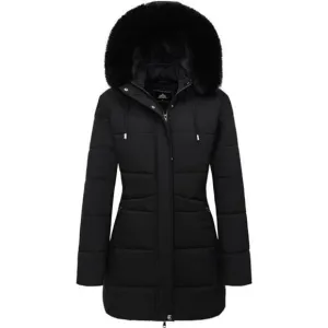 Women's Winter Puffer Coat Thicken Fleece Lined Down Jacket Waterproof Faux Fur