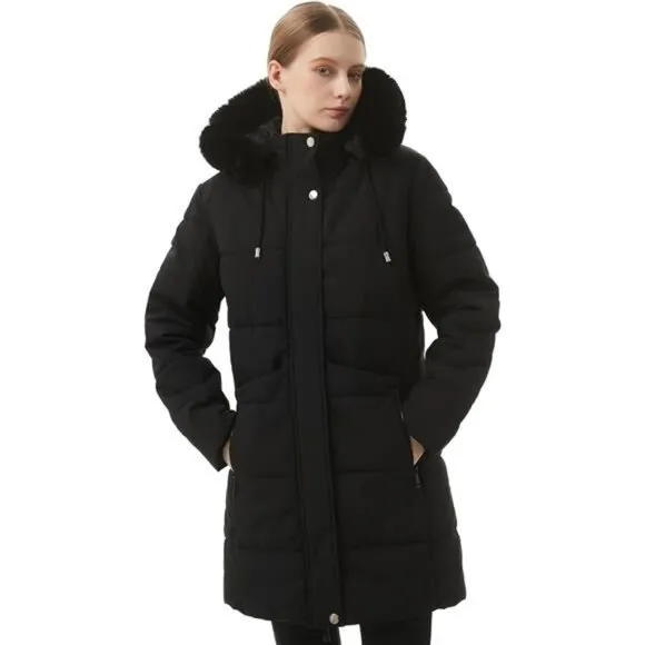 Women's Winter Puffer Coat Thicken Fleece Lined Down Jacket Waterproof Faux Fur