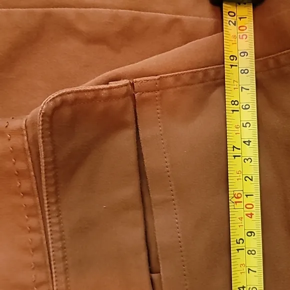 Worthington Brown Dark Tan Cotton High Waist Front Pockets Belted Skirt