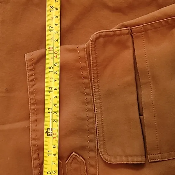 Worthington Brown Dark Tan Cotton High Waist Front Pockets Belted Skirt