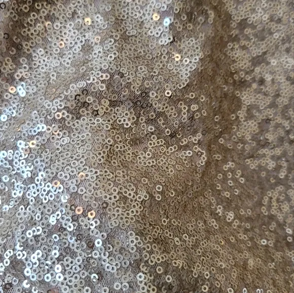 Worthington Sequin Rhinestone Shimmer Gold Sparkle Short Sleeve Dress Size M