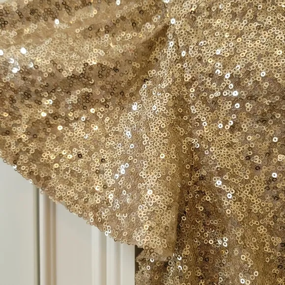Worthington Sequin Rhinestone Shimmer Gold Sparkle Short Sleeve Dress Size M