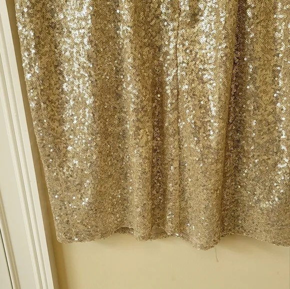Worthington Sequin Rhinestone Shimmer Gold Sparkle Short Sleeve Dress Size M