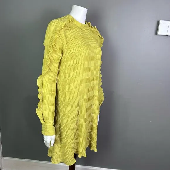 Y.A.S. dress Medium Yasdiana long sleeve pleats Issey ruffle modern yellow gold