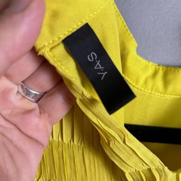 Y.A.S. dress Medium Yasdiana long sleeve pleats Issey ruffle modern yellow gold