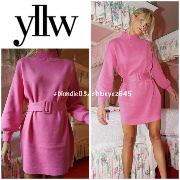 YLLW Coco Belted Mini Dress in Classic Pink S