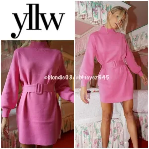 YLLW Coco Belted Mini Dress in Classic Pink S