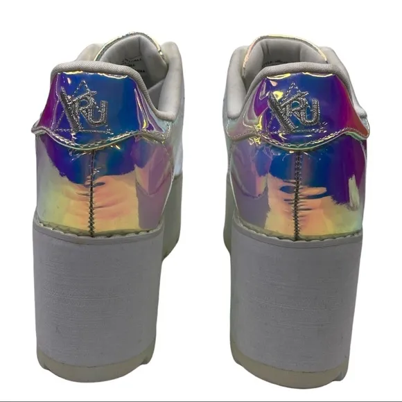 Y.R.U. Nighcall Hologram Iridescent Lace-Up Platform Sneakers  Shoes Size: 7