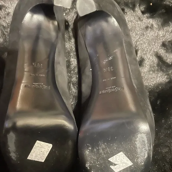 Yves Saint Laurent Black Peep Toe Women's Shoes size 38 1/2