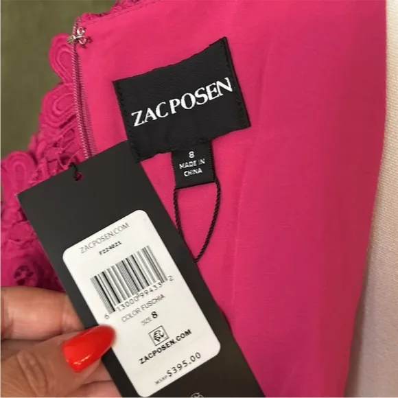 Zac Posen Elegant Pink Lace Dress size 8 NWT