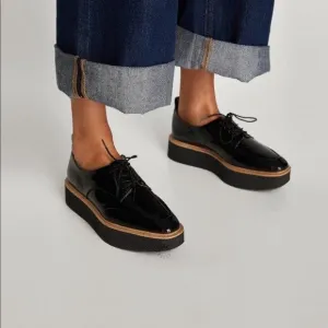 ZARA Black Platform Oxford Shoes
