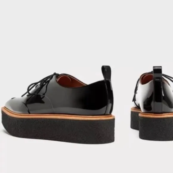 ZARA Black Platform Oxford Shoes