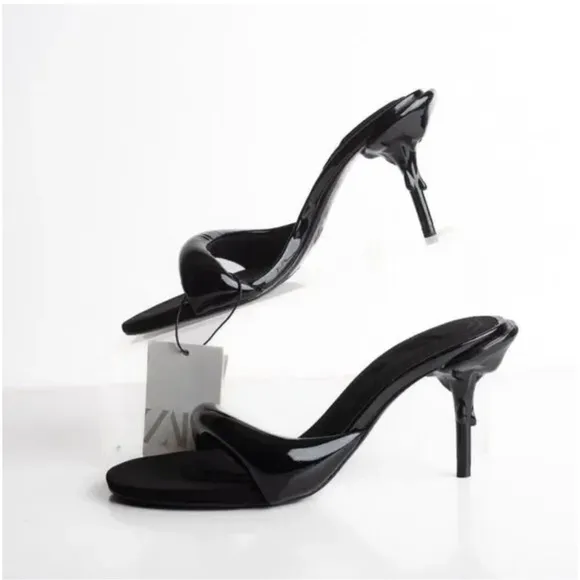 Zara Black Stiletto Heels with Matte Finish