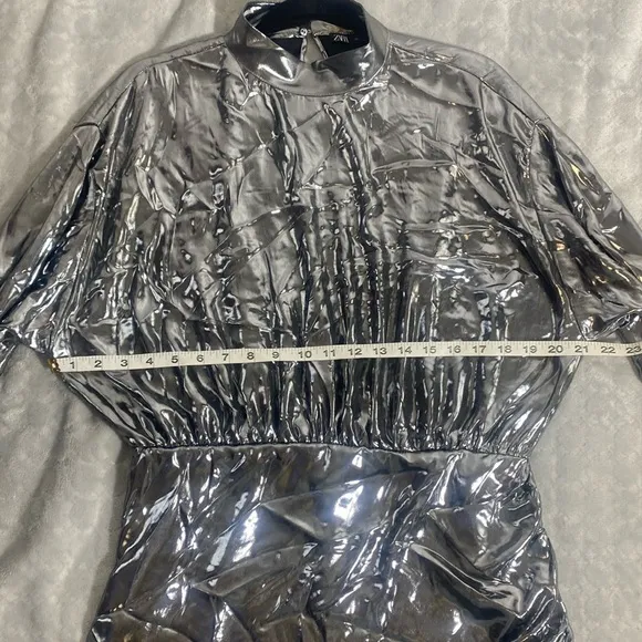 Zara Metallic Silver Dress Size L
