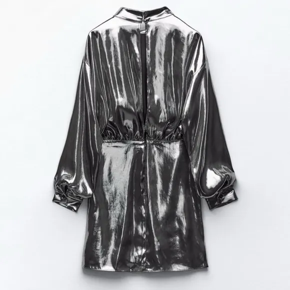 Zara Metallic Silver Dress Size L