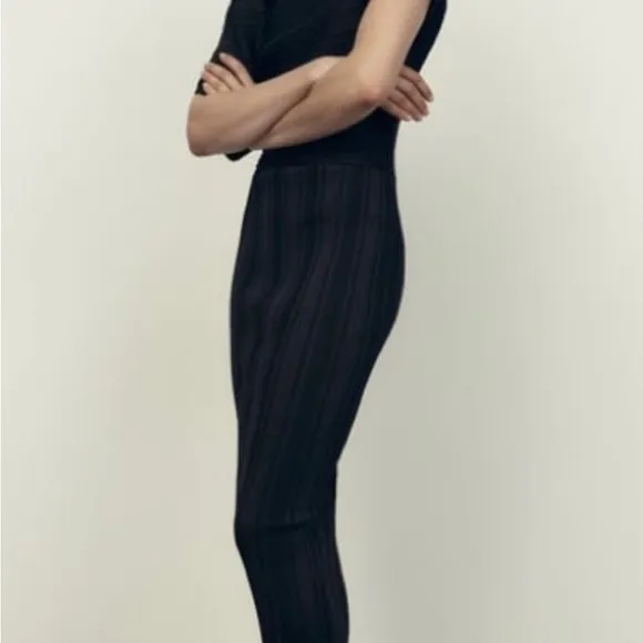 Zara Rip Knit Asymmetric classic dress. Black, size small.
